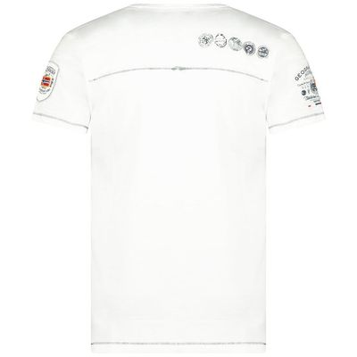 Short-sleeved V-neck T-shirt White_img_4