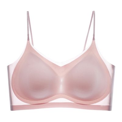 Ultra Thin Ice Silk Seamless Underwear Women Plus Size Sexy Top Soft Breathable Wireless Solid Lingerie Gathered Invisible Padded Bra_img_8