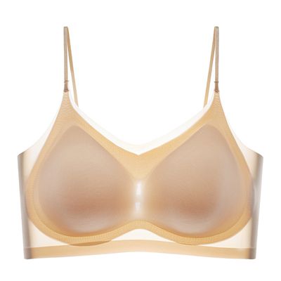 Ultra Thin Ice Silk Seamless Underwear Women Plus Size Sexy Top Soft Breathable Wireless Solid Lingerie Gathered Invisible Padded Bra_img_9