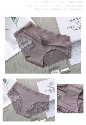 Lace Briefs Women Plus Size Ladies Ice Silk Seamless Underwear European US Female Underpants Hot Style_img_8