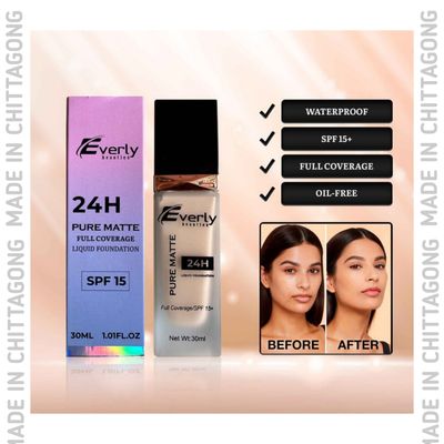Everly Beauties Pure Matte Full Coverage Foundation - Medium Beige_img_1