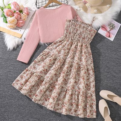 Imported🌸 Girls' Floral Dress & Jacket Set – Spring/Autumn Two-Piece Outfit_img_1