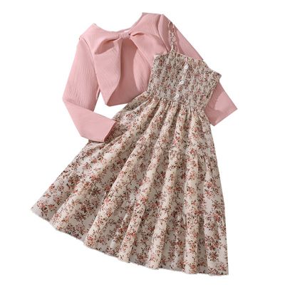 Imported🌸 Girls' Floral Dress & Jacket Set – Spring/Autumn Two-Piece Outfit_img_4