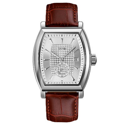 SKMEI 9306 Gents Belt Watch- Silver Dial- Silver Bezel- Leather Color Belt- TF Code SK954BM_img_0