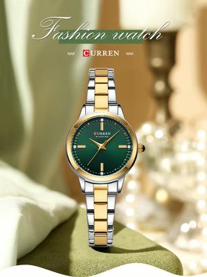 Curren 9094 Ladies Chain Watch- Green Dial- Golden Bezel- Silver+Golden Chain- TF Code CR949CF_img_5