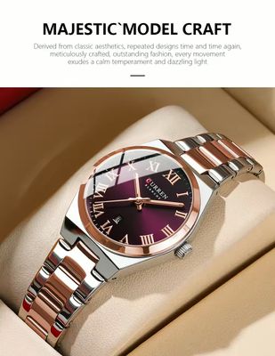 Curren 9095 Ladies Chain Watch- Purple Dial- Rose Golden Bezel- Silver+Rose Golden Chain- TF Code CR947CF_img_3