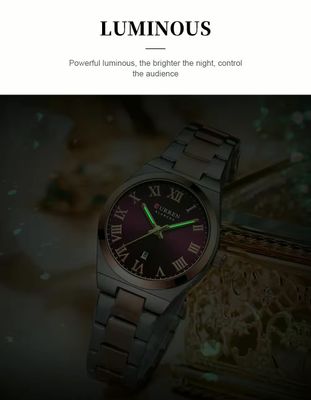 Curren 9095 Ladies Chain Watch- Purple Dial- Rose Golden Bezel- Silver+Rose Golden Chain- TF Code CR947CF_img_7