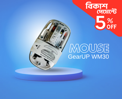 GearUP WM30 Transparent Crystal 2.4G + Bluetooth Magnetic Wireless Mouse- White Color_img_0