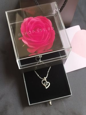 " Eternal rose + I love you 100X "necklace gift set_img_1