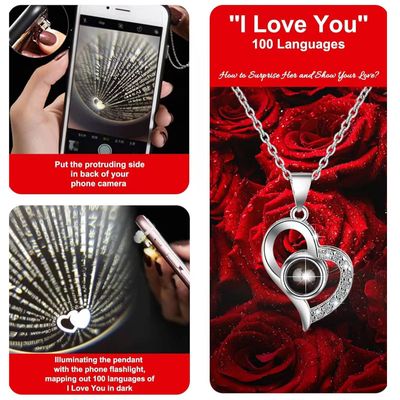 " Eternal rose + I love you 100X "necklace gift set_img_2