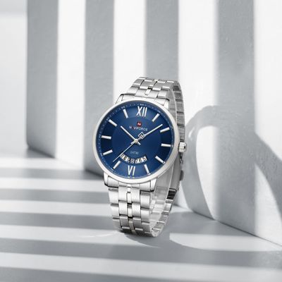 Naviforce 9238 Gents Chain Watch- Blue Dial- Silver Bezel- Silver Chain- TF Code NF935CM_img_2
