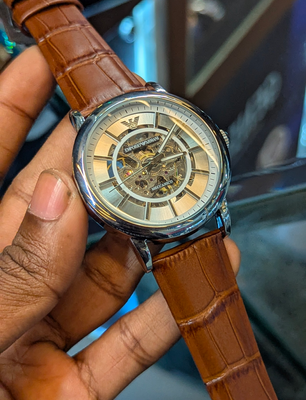 Armani Auto Brown Belt White Dial_img_0