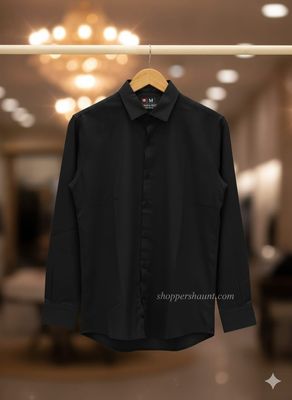Micro stitch shirt- Black (Premium)