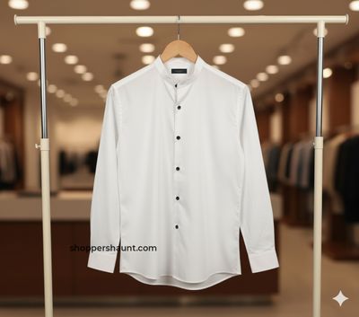 Band colar white shirt for unisex!_img_0