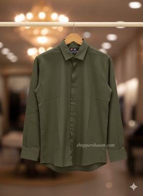 Micro stitch shirt- Olive green (Premium)_img_1