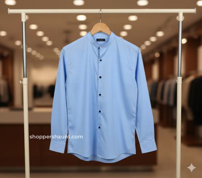 Band Collar shirt Sky blue (Only shirt)_img_0