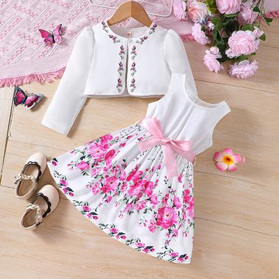 Imported 🌸 Girls' Floral Dress with Cardigan – Spring/Summer 2-Piece Set (TZ1033-D)_img_0