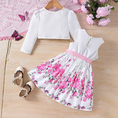Imported 🌸 Girls' Floral Dress with Cardigan – Spring/Summer 2-Piece Set (TZ1033-D)_img_2