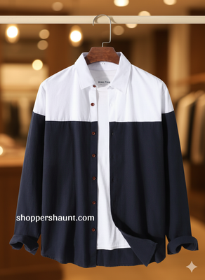 স্পেশাল ডিজাইন শার্ট ব্লাক এন্ড হোয়াইট কম্বাইন্ড (ঈদ কালেকশন ২০২৫)_img_0