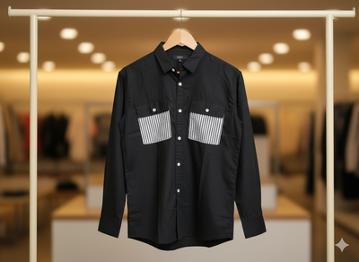 Fashionable Trendy black with Strip shirt 1018_img_0