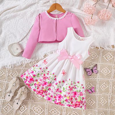 Imported 🌸 Girls' Floral Dress with Cardigan – Spring/Summer 2-Piece Set (TZ1033-D)_img_0