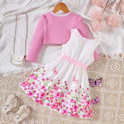Imported 🌸 Girls' Floral Dress with Cardigan – Spring/Summer 2-Piece Set (TZ1033-D)_img_2