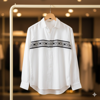 Trendy White block print shirt 1014_img_0