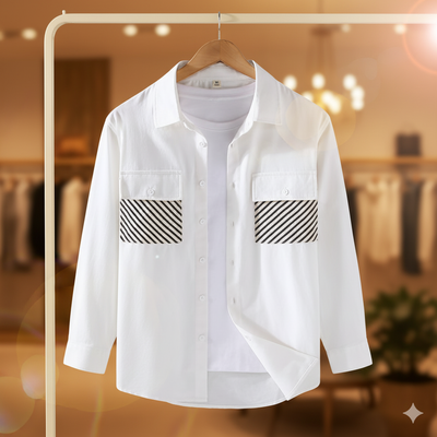 Trendy fashionable whute with stripe contrast shirt 1029_img_0