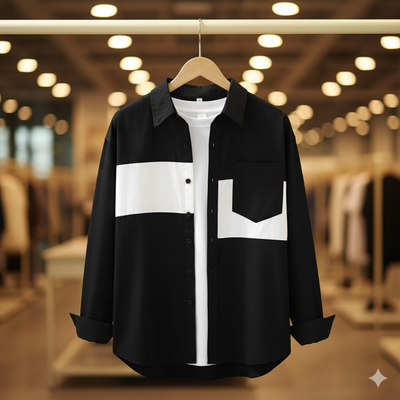 Trendy fashionable Black white design shirt 1013_img_0