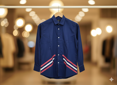 প্রিমিয়াম নেভি ব্লু ব্লক প্রিন্ট শার্ট_img_0