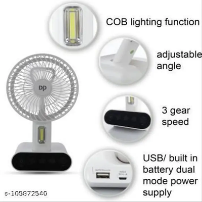 DP 7624 Rechargeable Portable USB Table Fan With LED Light_img_1