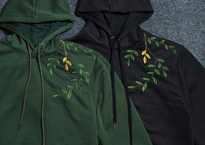 Premium oversized embroidery hoodie Black & Bottle green colour_img_0