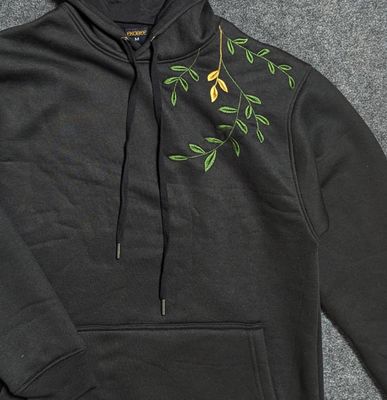 Premium oversized embroidery hoodie Black & Bottle green colour_img_2