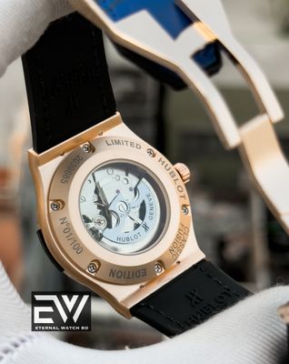 HUBLOT AUTOMOTIC BLUE LEATHER TEXTURE BELT RG CASE BLUE DIAL_img_1