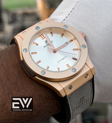 HUBLOT AUTOMOTIC GRAY VELVET BELT RG CASE WHITE DIAL_img_2