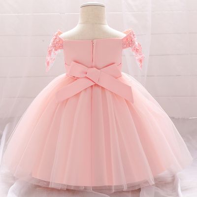 Imported🎀 Baby Girl Off-Shoulder Dress – Fluffy Beaded Flower Dress_img_3