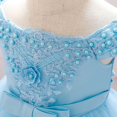 Imported 🎀 Baby Girl Off-Shoulder Dress – Fluffy Beaded Flower Dress with Bow_img_4