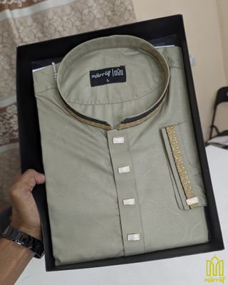 Deep Cream Grace Viscose Panjabi with Elegant Embroidery_img_7