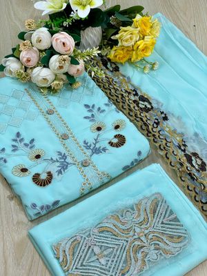 Semi –Embroidery & Sequence Work Party dress_img_7