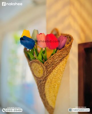 Vshape Planter + 5 Piece multicolor Tulip_img_1