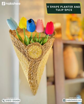 Vshape Planter + 5 Piece multicolor Tulip_img_0