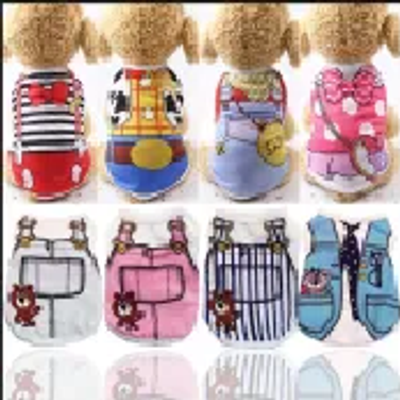 New Cotton Puppy Dogs Vests Pink Blue Breathable Cartoon Puppy Dog Vest Soft Cartoon Clothing Summer Shirt_img_0
