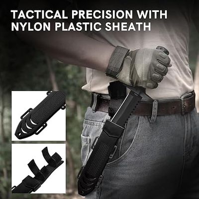 Dispatch Fixed Blade Hunting Knife with Sheath, 12-inch Survival Knives for Men Tactical Bowie Knife with Non-Slip Handle for Bushcraft, Outdoor Camping_img_1