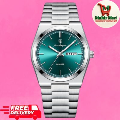 POEDAGAR 930 Men's New Luxury Luminous Date Week Stainless Steel Quartz Watch For Men_img_0