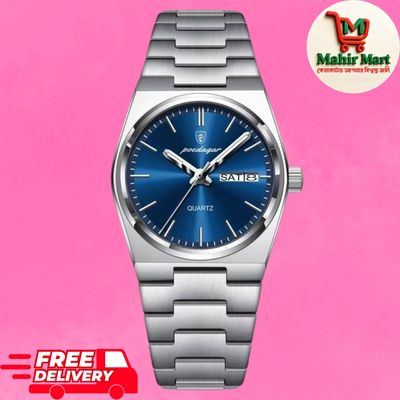 POEDAGAR 930 Men's New Luxury Luminous Date Week Stainless Steel Quartz Watch For Men_img_3