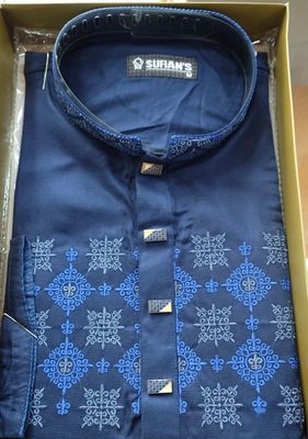 Cotton Men Embroidery Panjabi | Blue_img_1