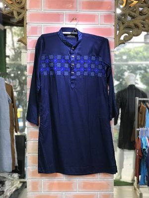Cotton Men Embroidery Panjabi | Blue_img_2
