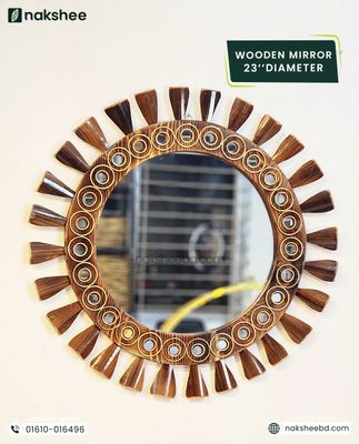 wooden mirror 23/23'' size Black circle_img_0