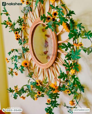Rattan Frame Mirror  + Premium sunflower vine_img_3