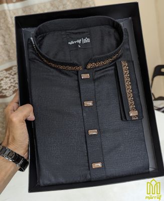Sophisticated Black Grace Viscose Panjabi with Exquisite Embroidery_img_4